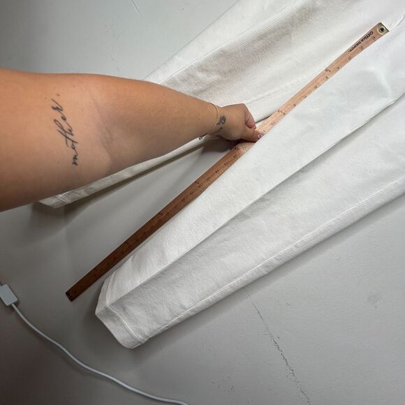 Ganni Cream Pleated Front Crease High Waist Corduroy Zip Trouser Pants 42 - Picture 5 of 10